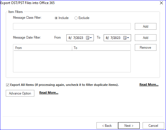 Filter OST Emails for Outlook 365