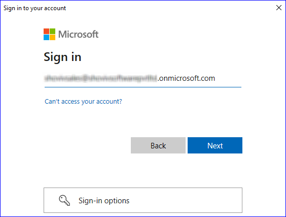 Enter your Office 365 account credentials