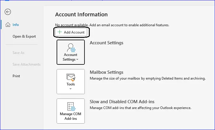 Add Gmail in Outlook 2