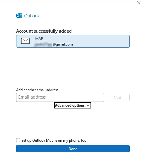 Add Gmail in Outlook 4