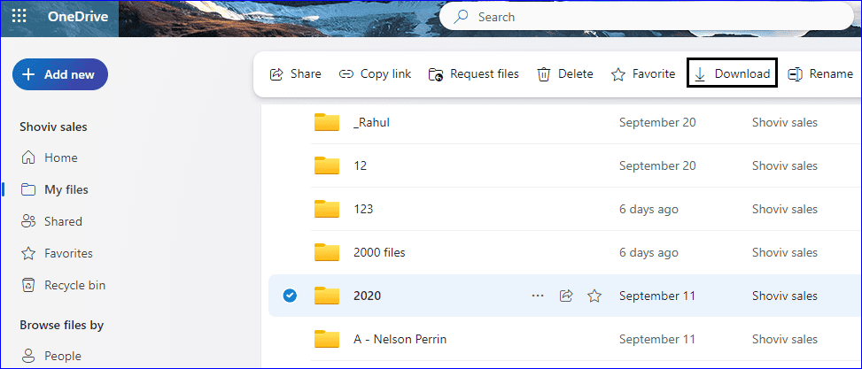 Download One Drive data