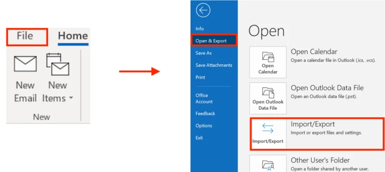 Export emails in PST file format