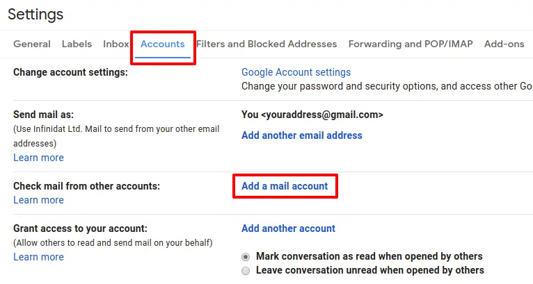 Go to Accounts>> Add a mail account