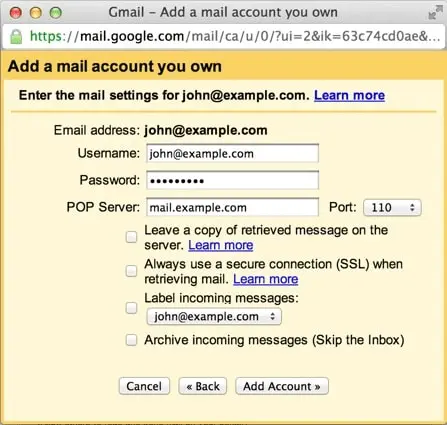 Configure Webmail to Gmail