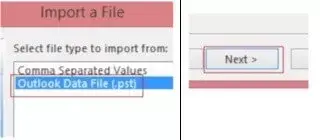 Select Outlook PST file 