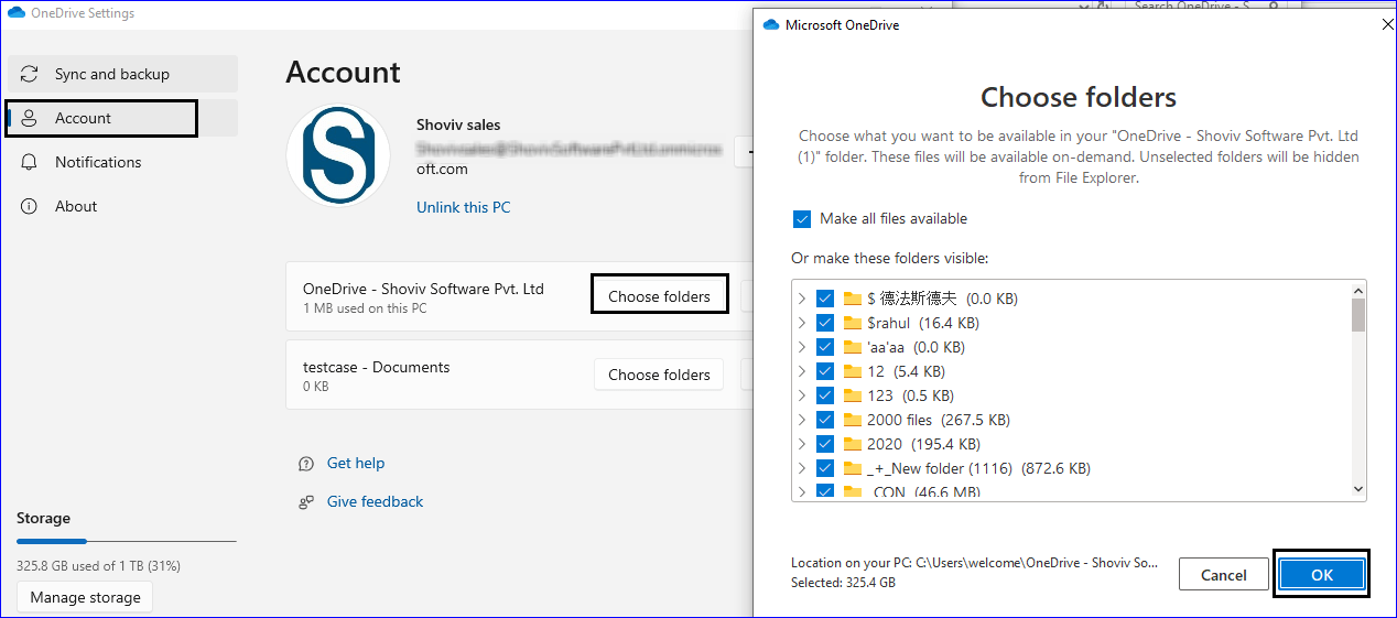 Backup One Drive account to computer local storage