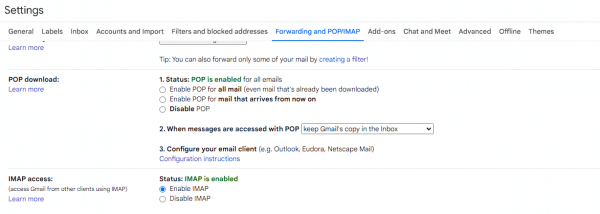 Check Gmail IMAP Setting