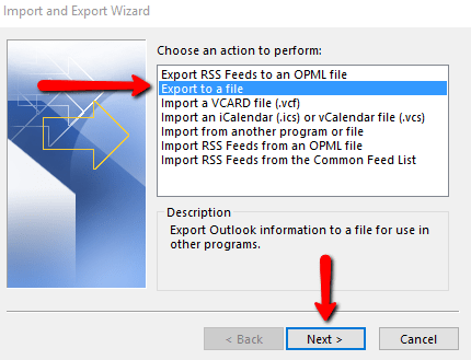 Export to a file