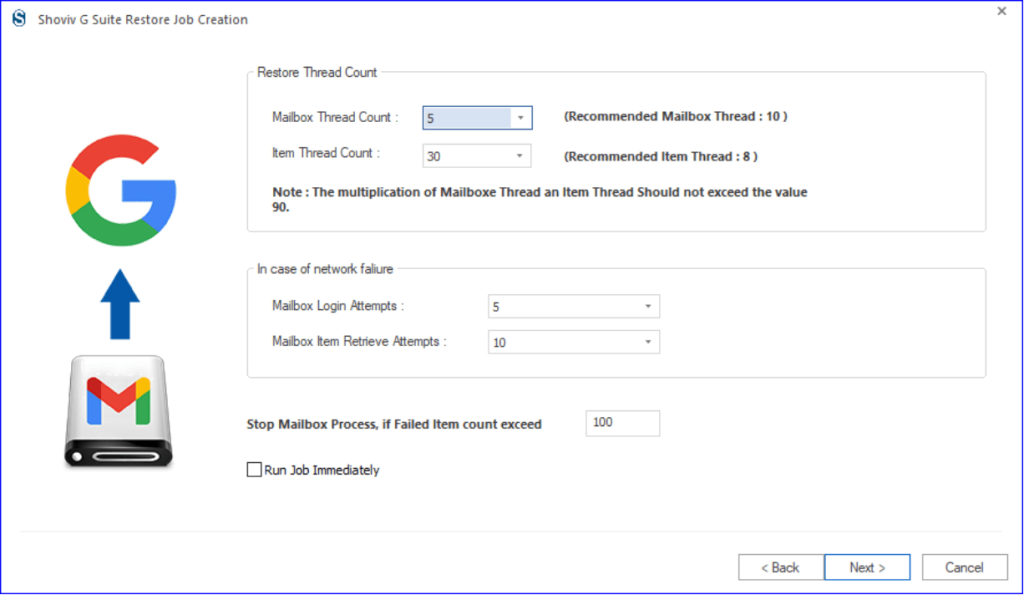 Use thread Count to maximize restore process