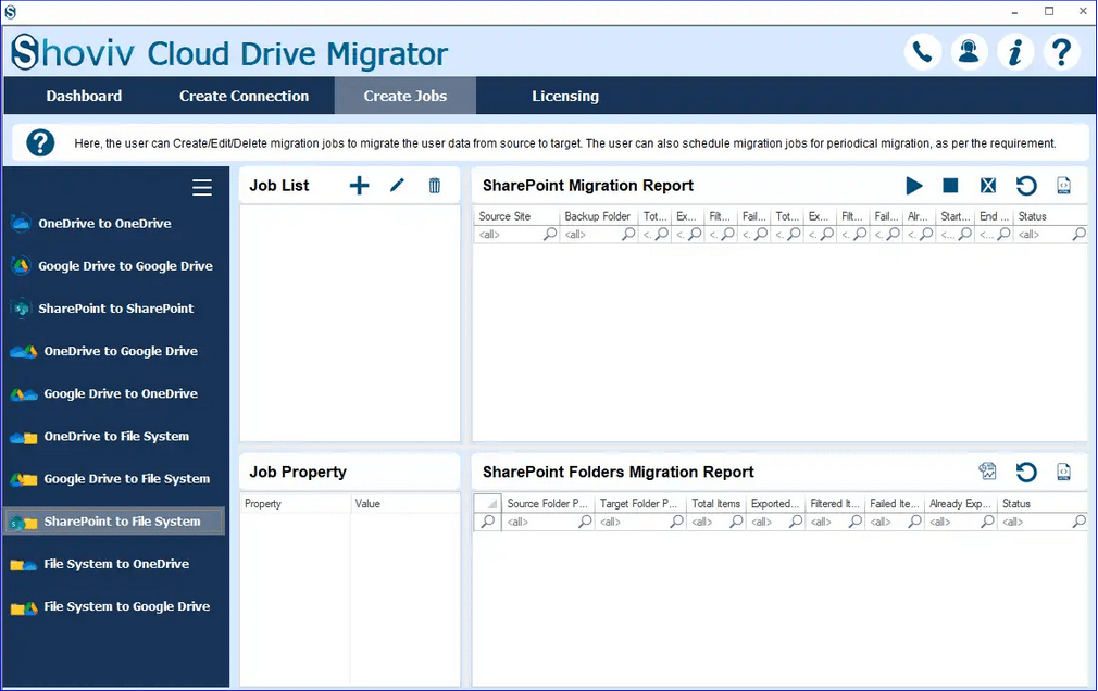 Once connection establish click on create backup jobs