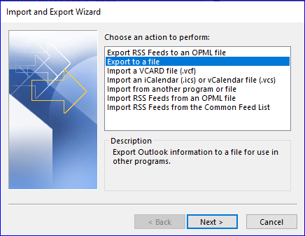 Choose Export to a file