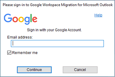 Enter your Google Workspace Emails account