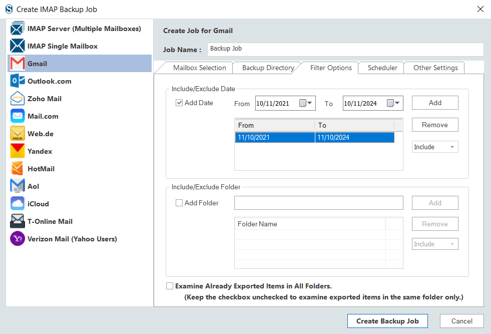 Filter your backup data