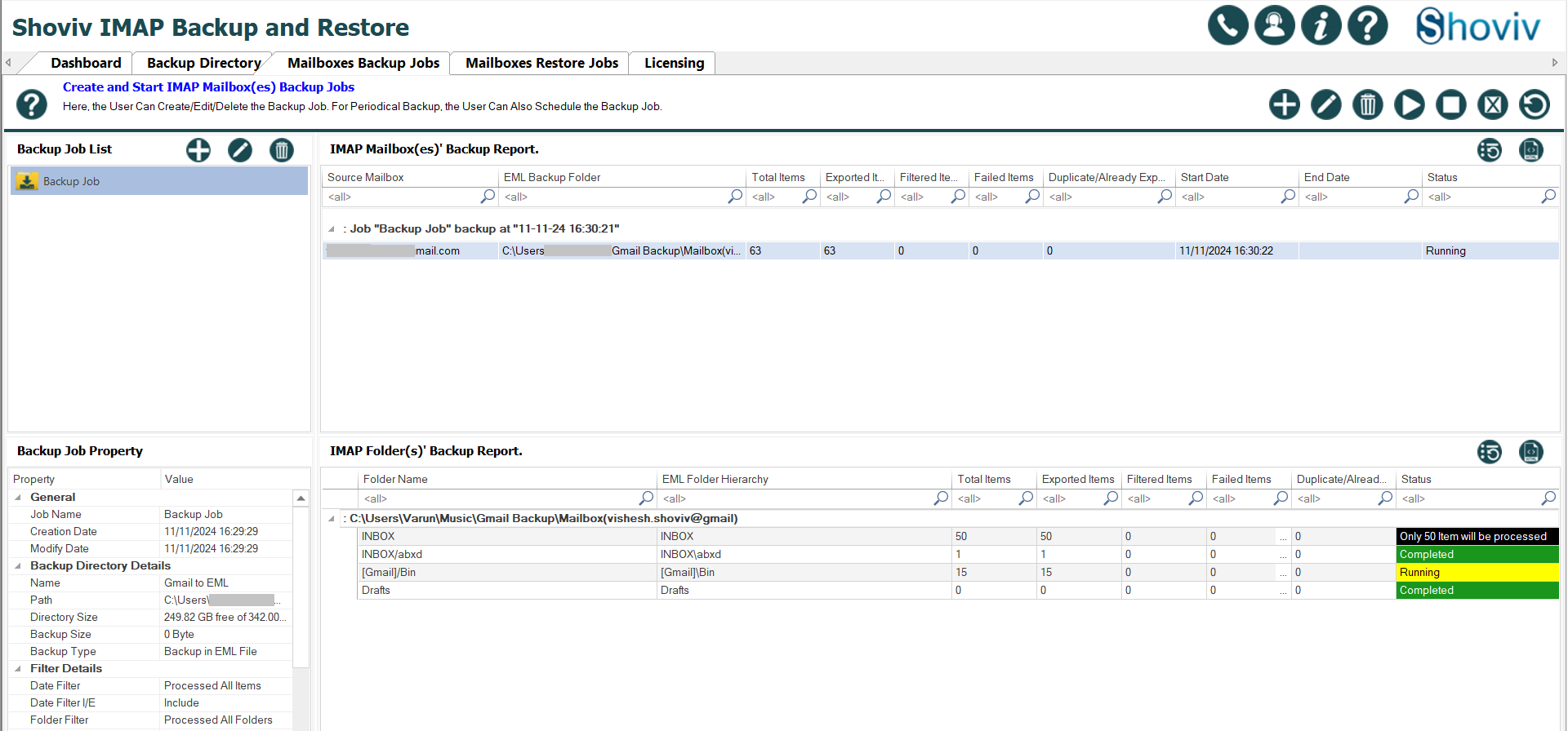 Start exporting Gmail emails to EML