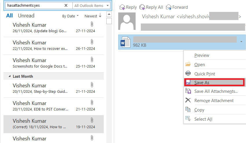 Save Attachment to local drive