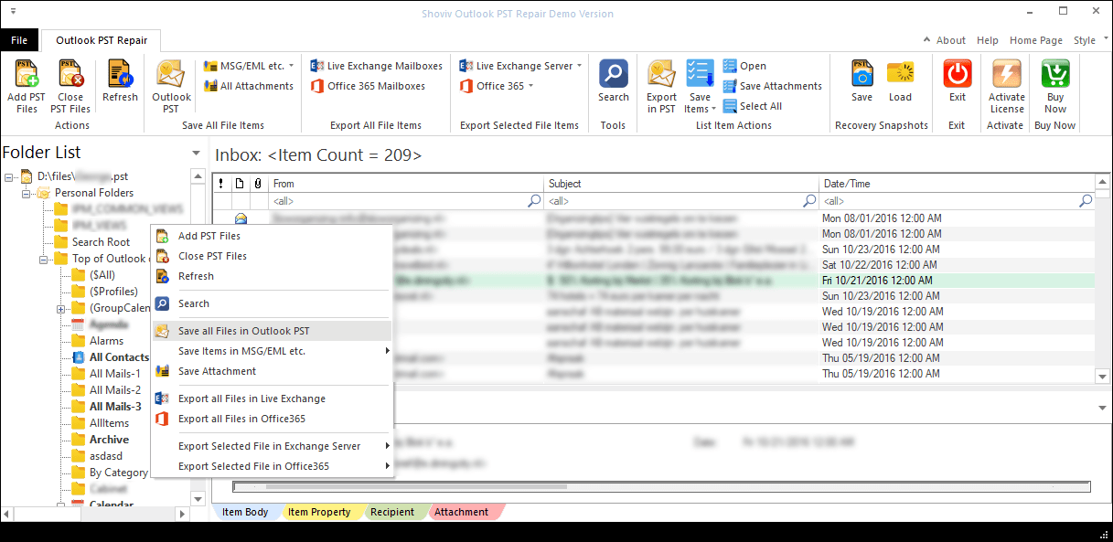 Browse Corrupted PST file data