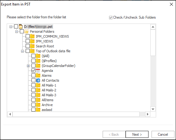 Choose Mailbox folders