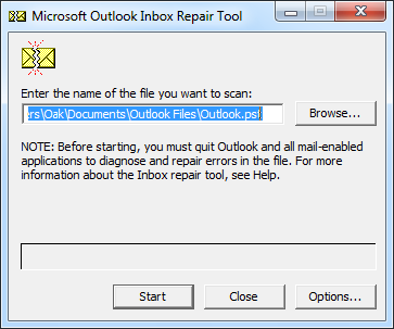 Repair PST file Outlook Stuck at Loading Profile