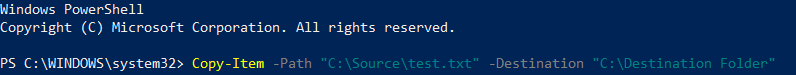 Copying a single file via copy-item