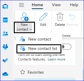 create distro list in outlook